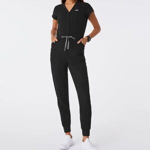 Women's Jane V-Neck Jogger ScrubJumpsuit™ Black · FIGS